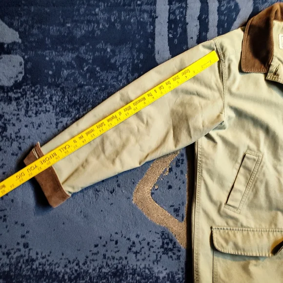 L.L.Bean Khaki Barn Coat with Brown Corduroy Accents - Picture 8 of 13